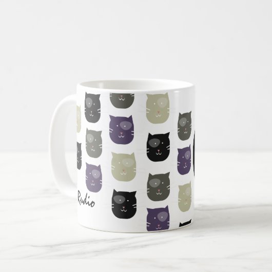 Cute Kitten Cat Faces Pet Photo Name Coffee Mok (Voorkant links)