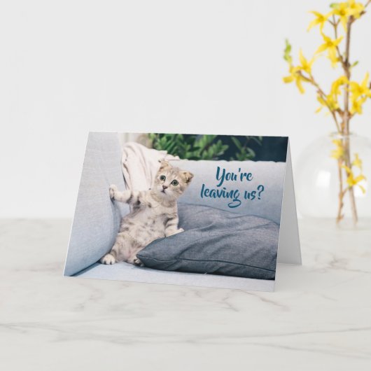 Cute Kitten Cat Farewell Kaart (Gele Bloem)