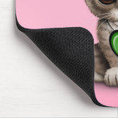 Cute Kitten Cat met Italiaans vlaggenhart, roze Muismat (Hoek)