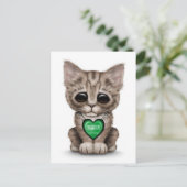 Cute Kitten Cat met Saudi-Arabisch hart, wit Briefkaart (Staand voorkant)