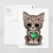 Cute Kitten Cat met Saudi-Arabisch hart, wit Briefkaart (Voorkant / Achterkant)