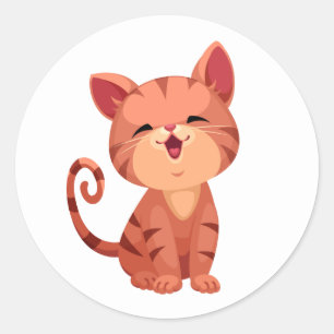 Cute Kitten Cat Oranje Tabby Kat Lover Ronde Sticker