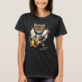 Cute Kitten Cat Playing Guitar  1 T-shirt (Voorkant)