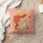 Cute Kitten Cat Red Yellow Umbrella Fall Pink Kussen (Deken)