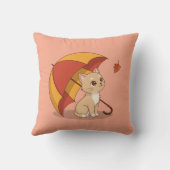 Cute Kitten Cat Red Yellow Umbrella Fall Pink Kussen (Achterkant)