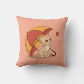 Cute Kitten Cat Red Yellow Umbrella Fall Pink Kussen (Voorkant)