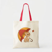 Cute Kitten Cat Red Yellow Umbrella Fall Tote Bag (Voorkant)