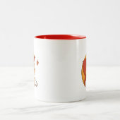 Cute Kitten Cat Red Yellow Umbrella Fall Tweekleurige Koffiemok (Center)