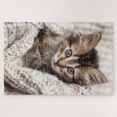 Cute Kitten Cat Wool Knitted Blanket Pet Nature Legpuzzel (Horizontaal)