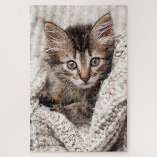 Cute Kitten Cat Wool Knitted Blanket Pet Nature Legpuzzel