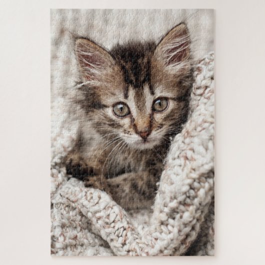 Cute Kitten Cat Wool Knitted Blanket Pet Nature Legpuzzel (Verticaal)