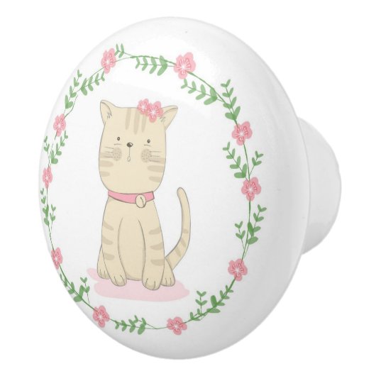 Cute Kitten Ceramic Knob. Keramische Knop (Rechts)