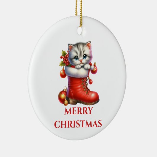 Cute Kitten Christmas Keramisch Ornament (Rechts)