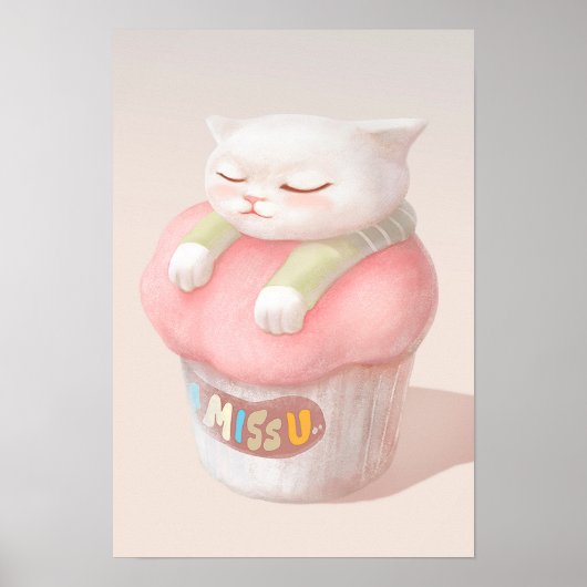 Cute Kitten Cupcake Poster (Voorkant)