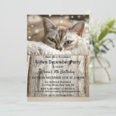Cute Kitten December Kinderen Birthday Party Kaart (Staand voorkant)