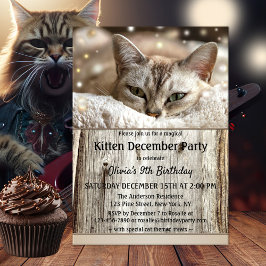 Cute Kitten December Kinderen Birthday Party Kaart