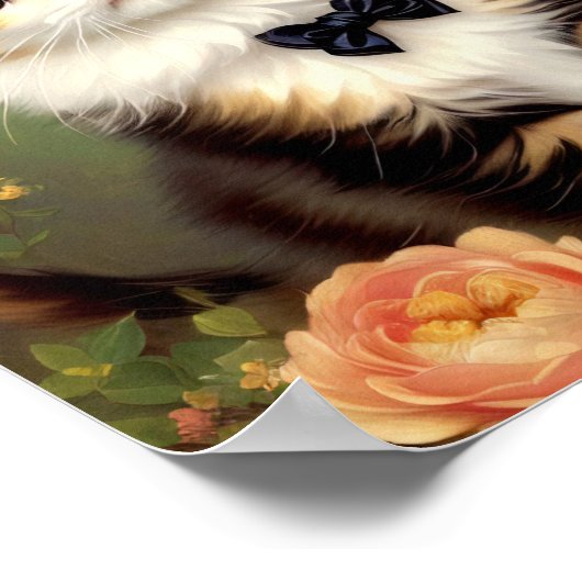 Cute Kitten die een Bow droeg.  olieverf. Poster (Hoek)