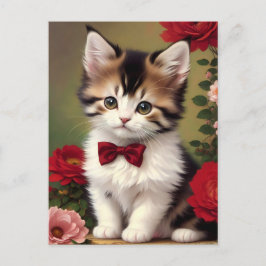 Cute Kitten die een Rode Bow heeft. Briefkaart