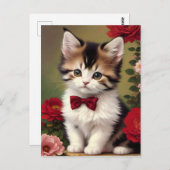 Cute Kitten die een Rode Bow heeft. Briefkaart (Voorkant / Achterkant)