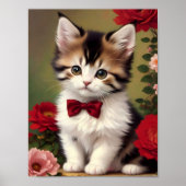 Cute Kitten die een Rode Bow heeft. Poster (Voorkant)