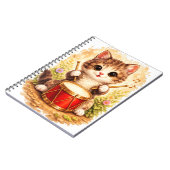Cute Kitten Drum Spiral Notebook Kawaii Notitieboek (Linkerzijde)