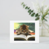 Cute Kitten Een boek lezen Briefkaart (Staand voorkant)