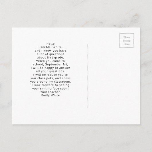 Cute Kitten Elementary Students Welcome Briefkaart (Achterkant)