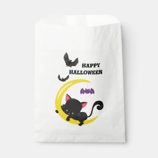 Cute Kitten en Bats Halloween Bedankzakje (Voorkant)