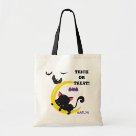 Cute Kitten en Bats Kinder Halloween Trick or trea Tote Bag