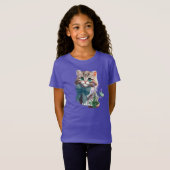 Cute Kitten en Butterfly T-shirt (Voorkant volledig)