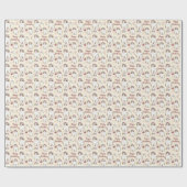 Cute Kitten en Flowers Birthday Cadeaupapier (Vlak)