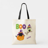 Cute Kitten en Owl Halloween Trick or treat Tote Bag (Achterkant)