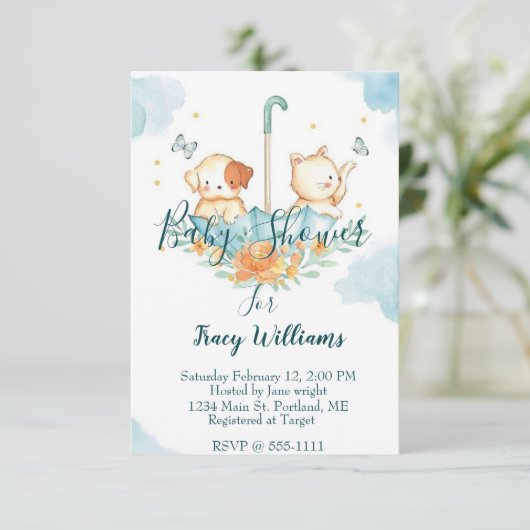 Cute Kitten en puppy Kaart (Staand voorkant)