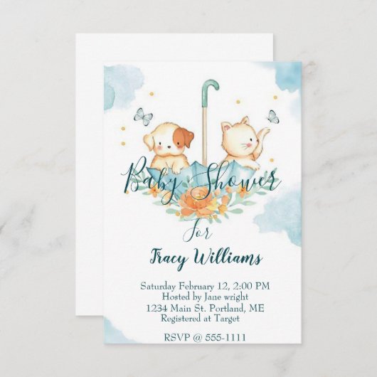 Cute Kitten en puppy Kaart (Voorkant / Achterkant)