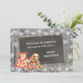 Cute Kitten en Puppy Photo Template voor Kerstmis Feestdagenkaart (Staand voorkant)