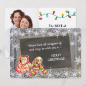 Cute Kitten en Puppy Photo Template voor Kerstmis Feestdagenkaart (Voorkant / Achterkant)