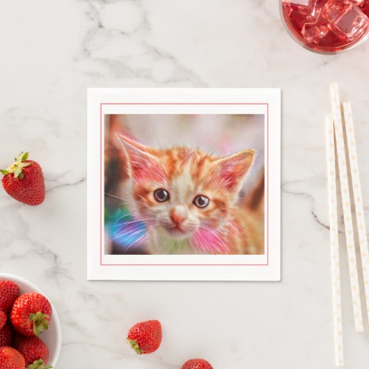 Cute Kitten Face Ginger Cat Servet (Insitu)