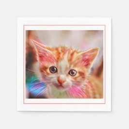 Cute Kitten Face Ginger Cat Servet