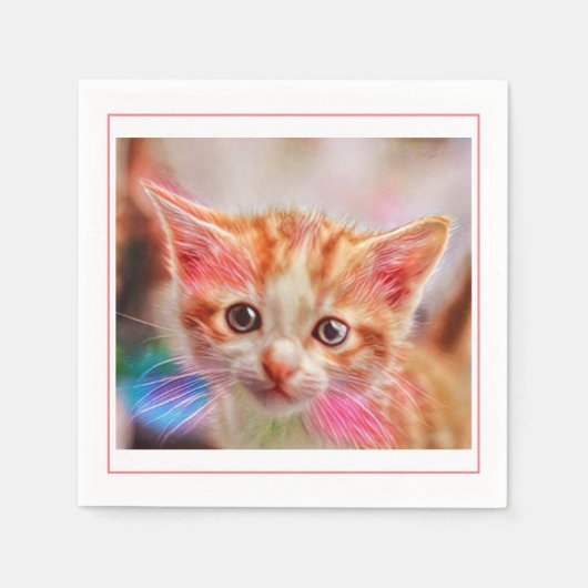 Cute Kitten Face Ginger Cat Servet (Voorkant)