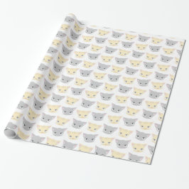 Cute Kitten Face Pattern Cat Lover Cadeaupapier