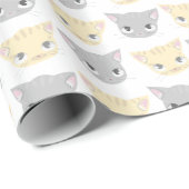 Cute Kitten Face Pattern Cat Lover Cadeaupapier (Rol Hoek)