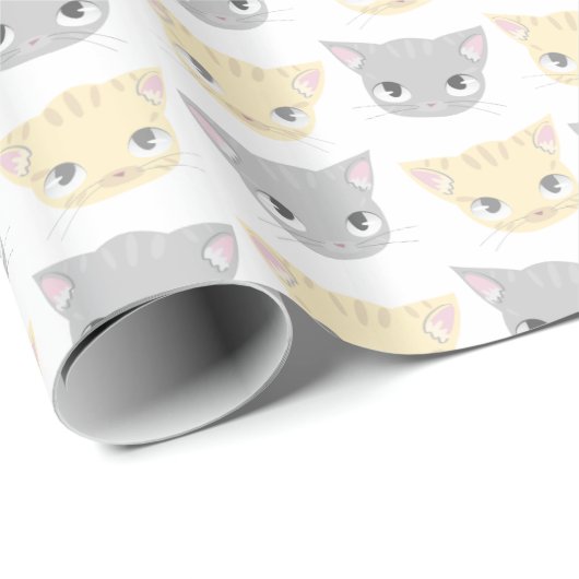Cute Kitten Face Pattern Cat Lover Cadeaupapier (Rol Hoek)