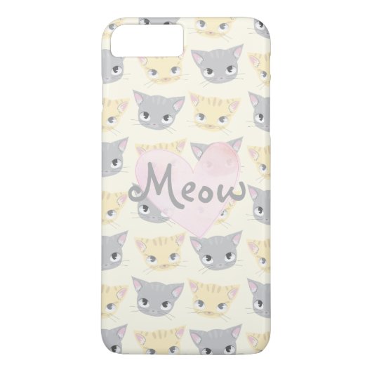 Cute Kitten Face Pattern Meow Hoesje (Achterkant)
