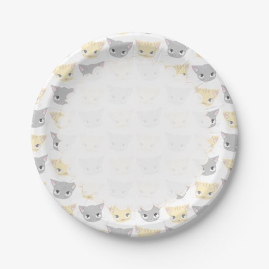 Cute Kitten Face Pattern Papieren Bordje (Voorkant)