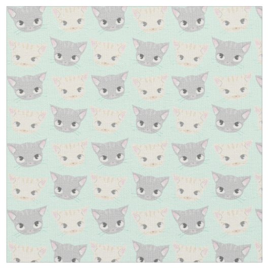 Cute Kitten Face Pattern Stof (Close Up)