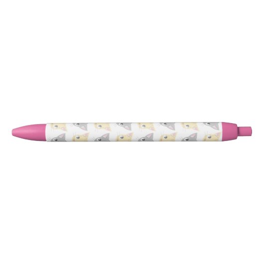 Cute Kitten Face Pattern Zwarte Inkt Pen (Voorkant)