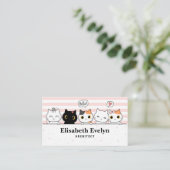 Cute kitten familie cartoon doodle visitekaartje (Staand voorkant)