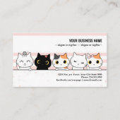 Cute kitten familie cartoon doodle visitekaartje (Achterkant)