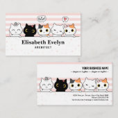 Cute kitten familie cartoon doodle visitekaartje (Voorkant / Achterkant)