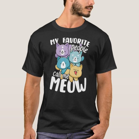 Cute kitten favoriete katten noemen me 'miauw' t-shirt (Voorkant)